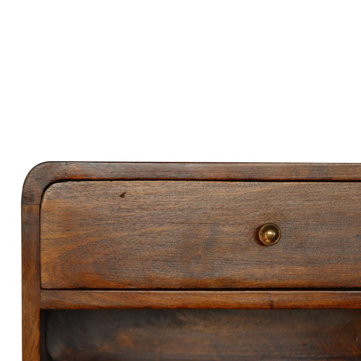 NACHTTISCH Wandmontierter Kastanienfinish, 1 Schublade, 1 Offenes Fach, Braun - Messingfarben/Braun, Holz/Metall (45/25/32cm) - Artisan Furniture