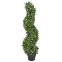 KUNSTPFLANZE im Blumentopf 98 cm Grün/Schwarz Buxus Spiral Tree - Schwarz/Grün, Kunststoff (98cm) - Beliani