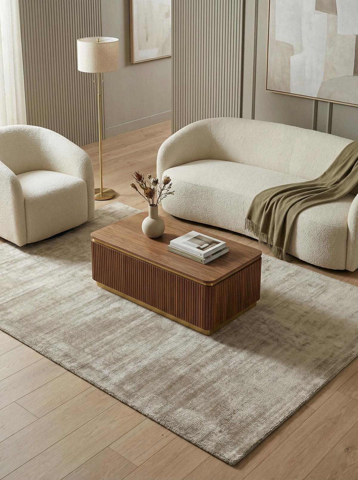 VISKOSETEPPICH handgewebt BARI, einfarbig, Taupe, 120 x 170 cm - Beige, Textil (120/170cm) - KADIMA DESIGN