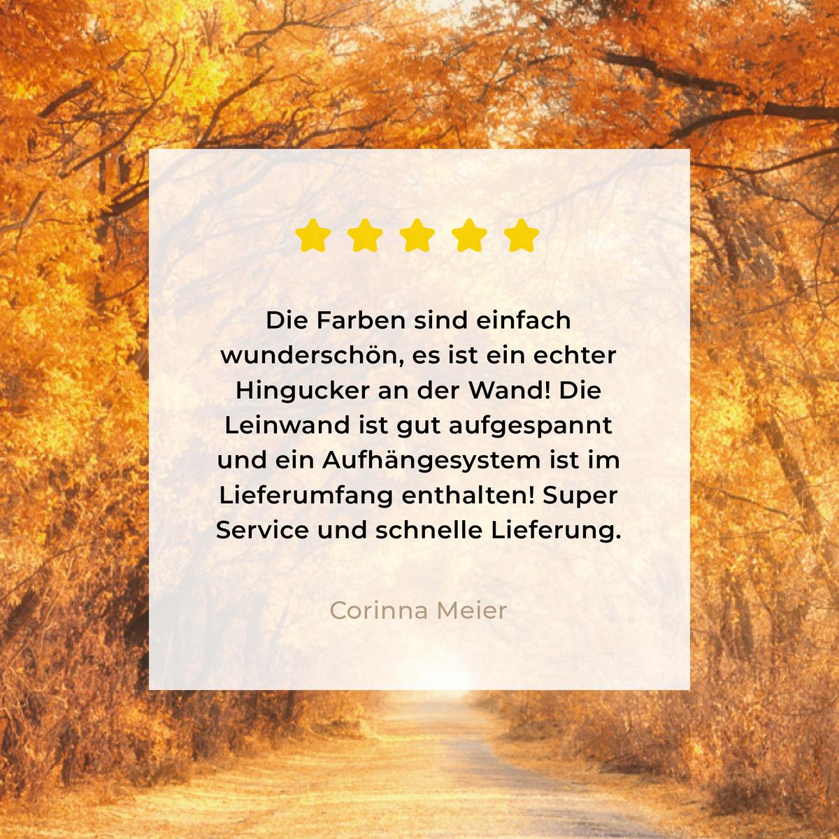 LEINWANDBILD Wald - Herbst - Bäume - Waldweg - Natur Wandbild Wohnzimmer 60x80 cm - Bernsteinfarben, Textil (60/80cm) - MuchoWow