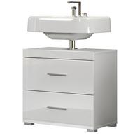 WASCHBECKENUNTERSCHRANK weiß Hochglanz 60 cm, Badschrank mit Schubladen - Weiß Hochglanz/Alufarben, Holzwerkstoff/Kunststoff (60/56/34cm) - Top.Furn