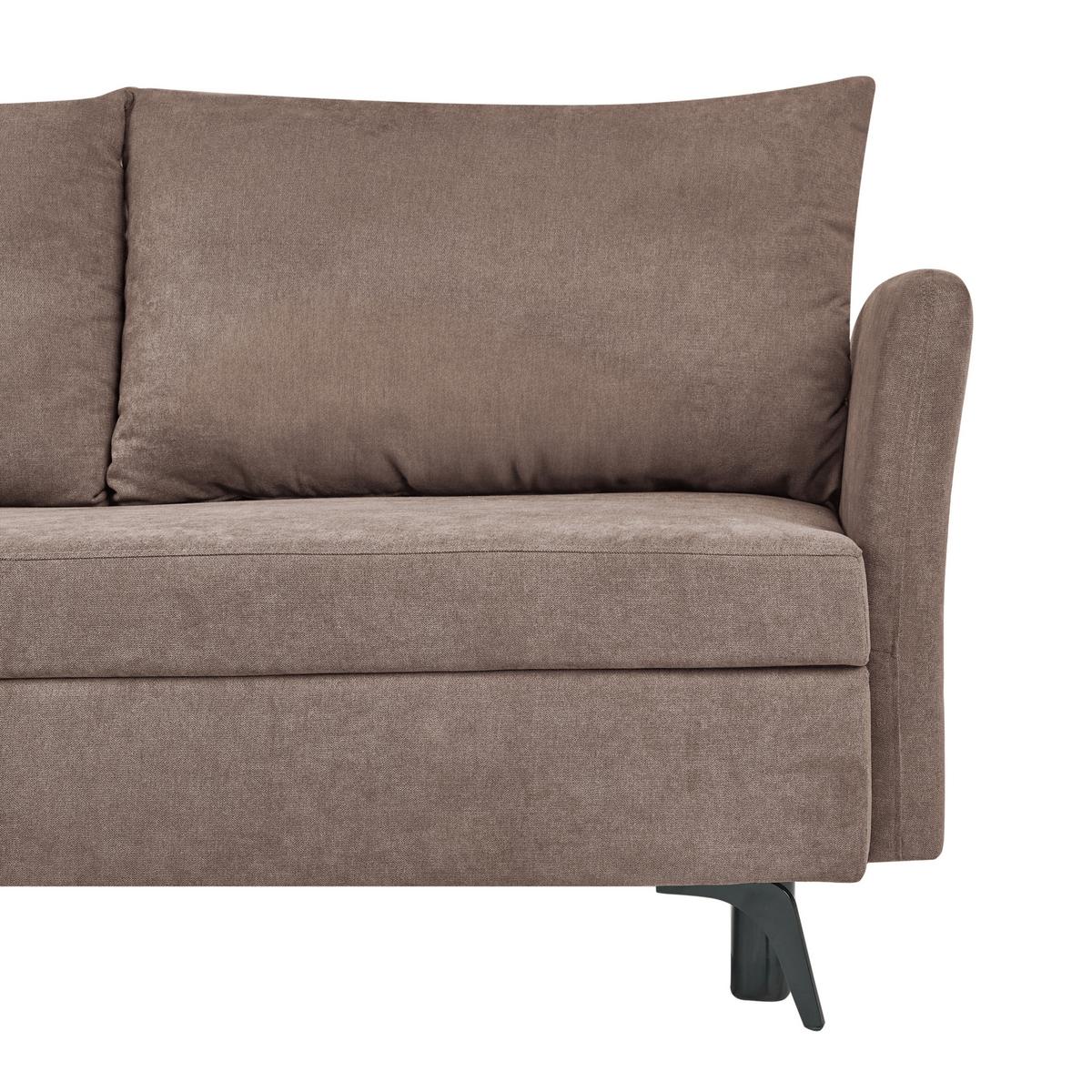 ECKSCHLAFSOFA 3-Sitzer Stoff Braun mit Stauraum rechtsseitig Koge - Braun, Textil (281/93cm) - Beliani