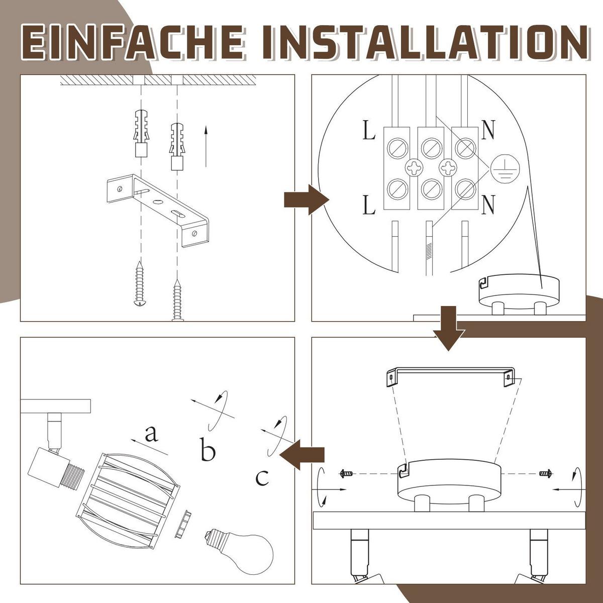 DECKENSTRAHLER Lehman 2-flammig 30/16/21cm - Schwarz, Metall (30/16/21cm) - Nettlife