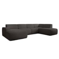 WOHNLANDSCHAFT Didim Grau 378/220/78 cm – großes Sofa stilvoll & bequem R - Schwarz/Grau, Kunststoff/Textil (378/78/220cm) - AX Living