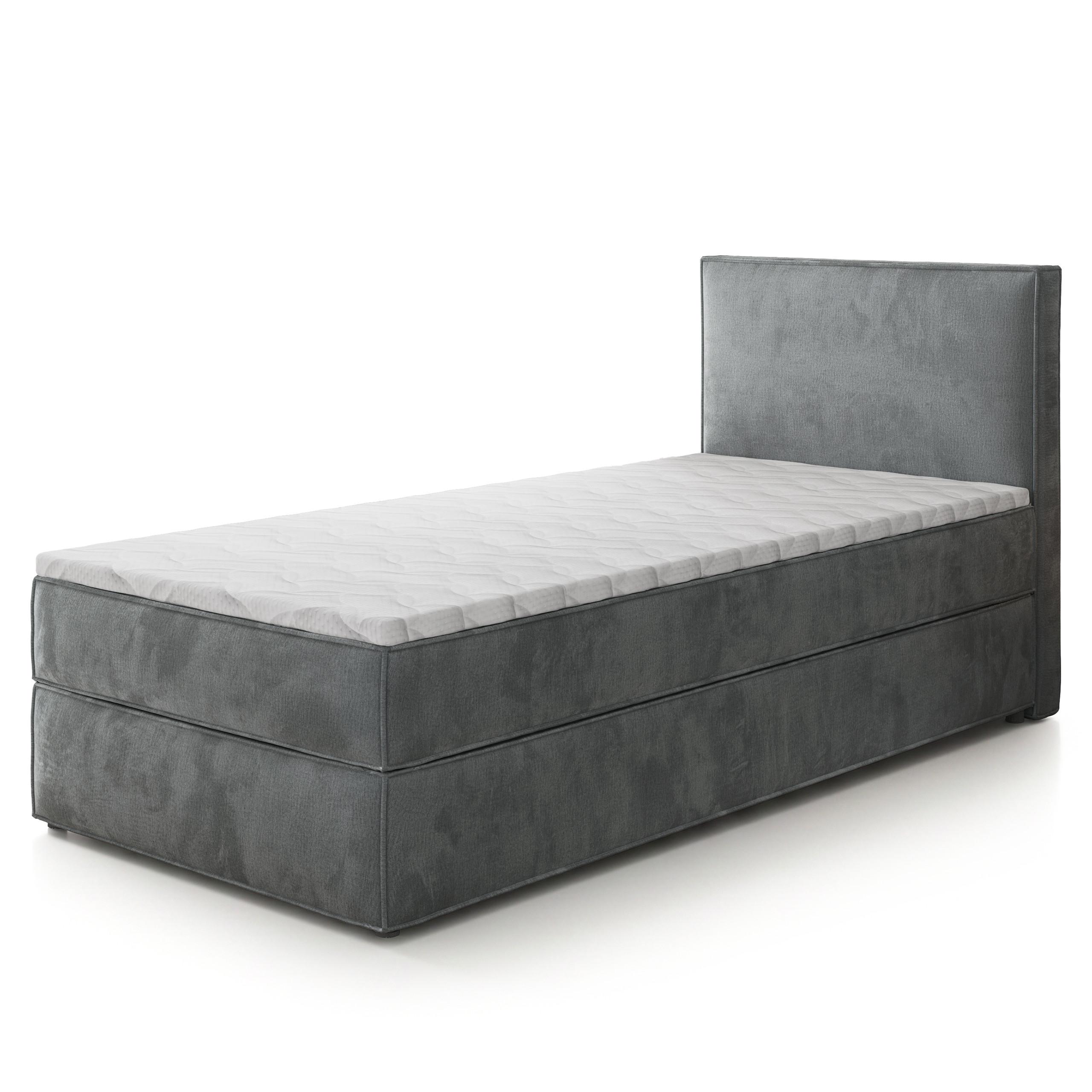 BOXBETT PELLIO 90x200 cm mit Matratze und Topper - Grau - Grau, Holz (90/200cm) - MASSENO