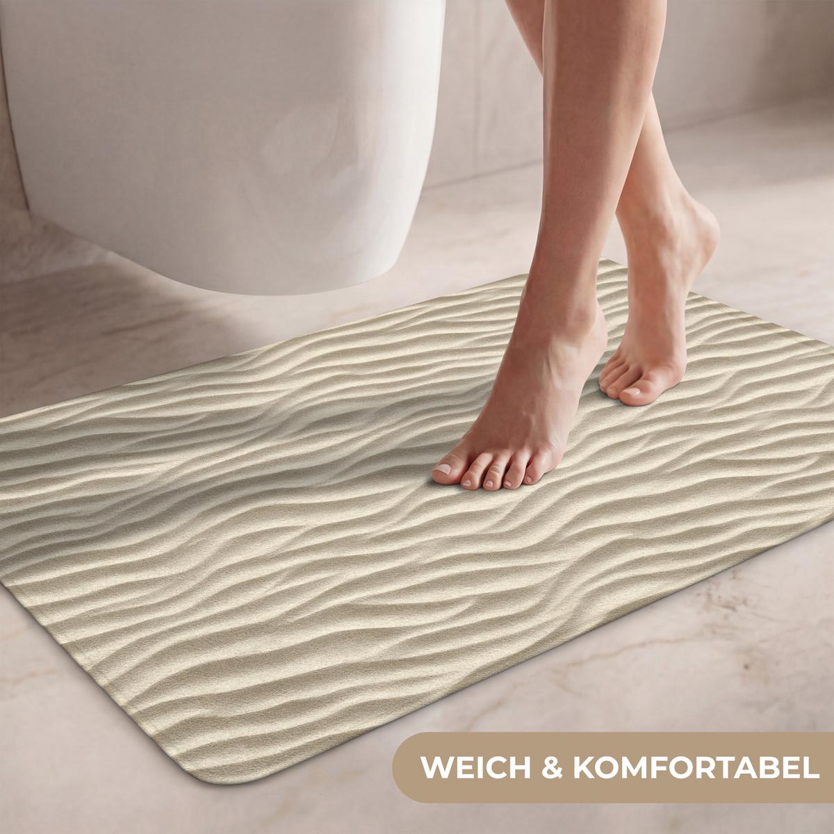 WC-VORLEGER Sand - Wellen - Beige Toilettenteppich 80x50 cm - Beige, Textil (80/1cm) - OnlyWow
