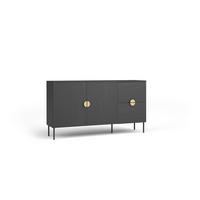 KOMMODE AXIS 159,9/87,6/40cm mit 2 Schubladen 2 Türen Schwarz - Schwarz, Holzwerkstoff (159.9/87.6/40cm) - MASSENO