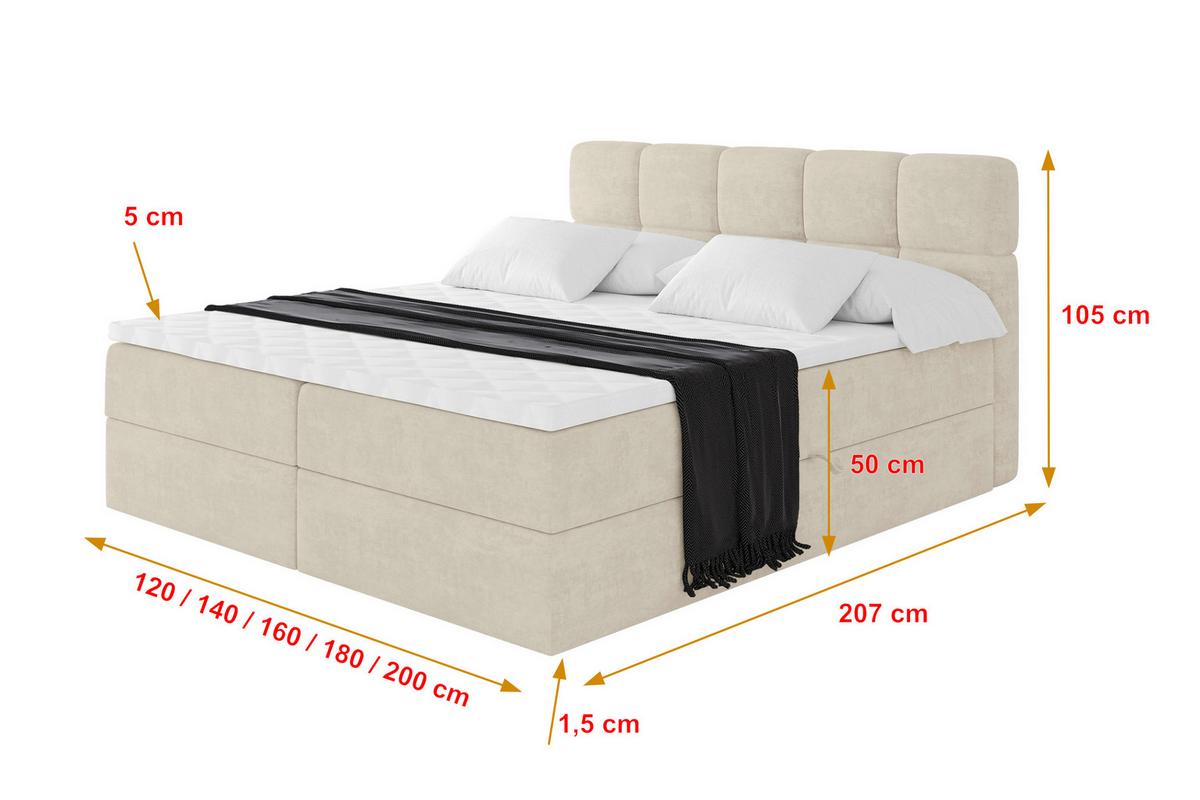 BOXBETT mit Matratze H3 - FAMA - 160x200 cm Beige Monolith - Sahara, Holzwerkstoff (160/200cm) - ALTDECOR