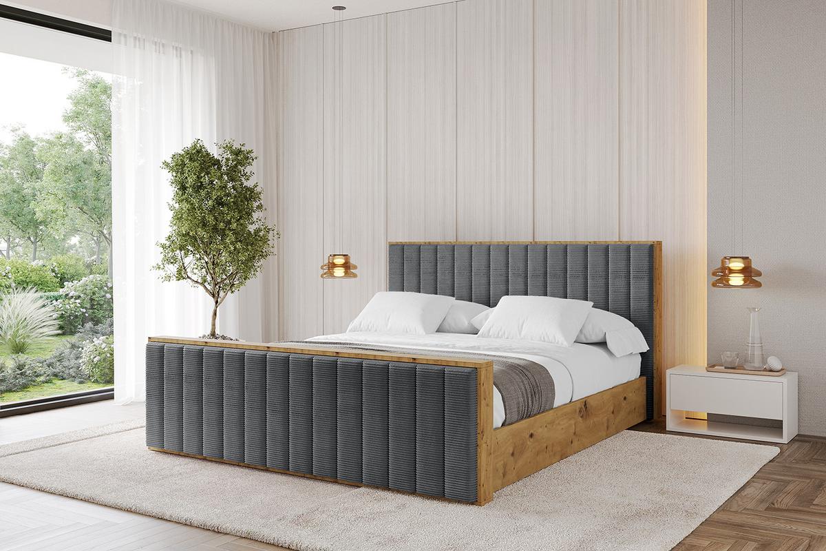 POLSTERBETT mit Bettkasten, Fußteil und Lattenrost, Boxbett mit Matratze H3/H4 - ENZO4-Z 180x200 Dunkelgrau - Anthrazit, Holzwerkstoff/Textil (180/200cm) - ALTDECOR