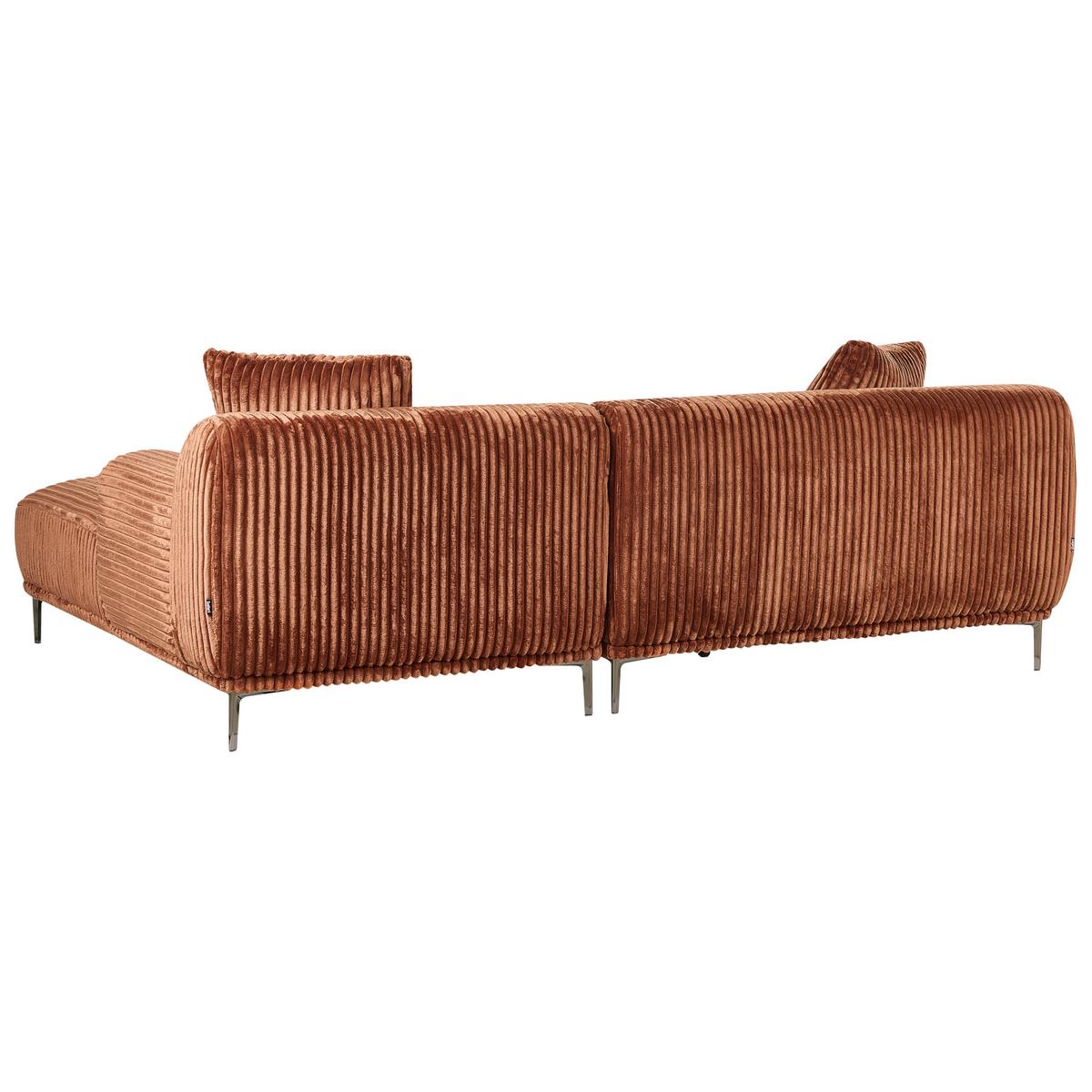 ECKSOFA Cord Braun rechtsseitig Stenum - Messingfarben/Braun, Textil (242/168cm) - Beliani
