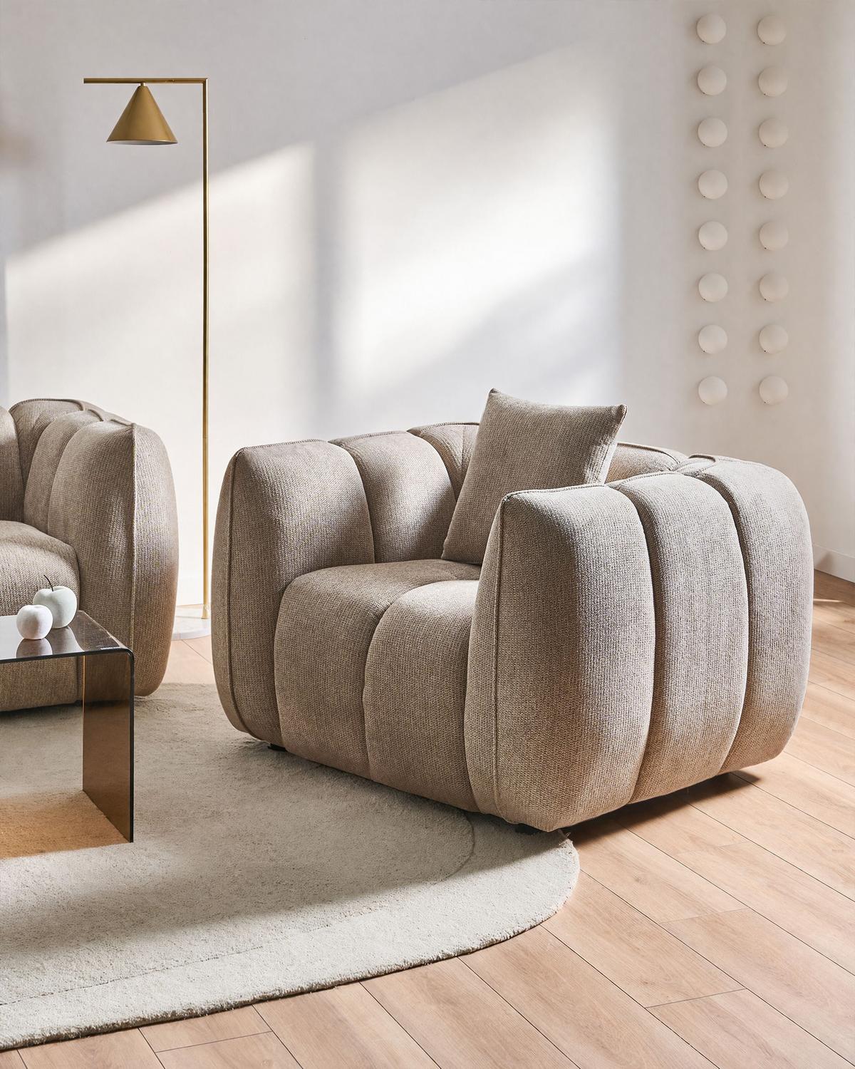 SESSEL Stoff Taupe Ness - Taupe, Textil (114/69/89cm) - Beliani