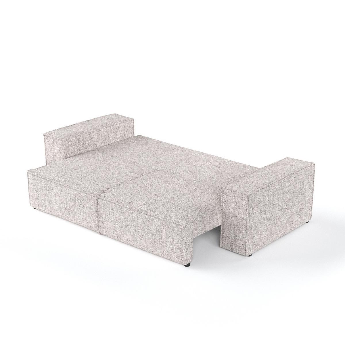 SOFA RESSO mit Schlaffunktion Beige im Neve Stoff - Beige/Schwarz, Holz/Holzwerkstoff (255/70/105cm) - AltaBeds