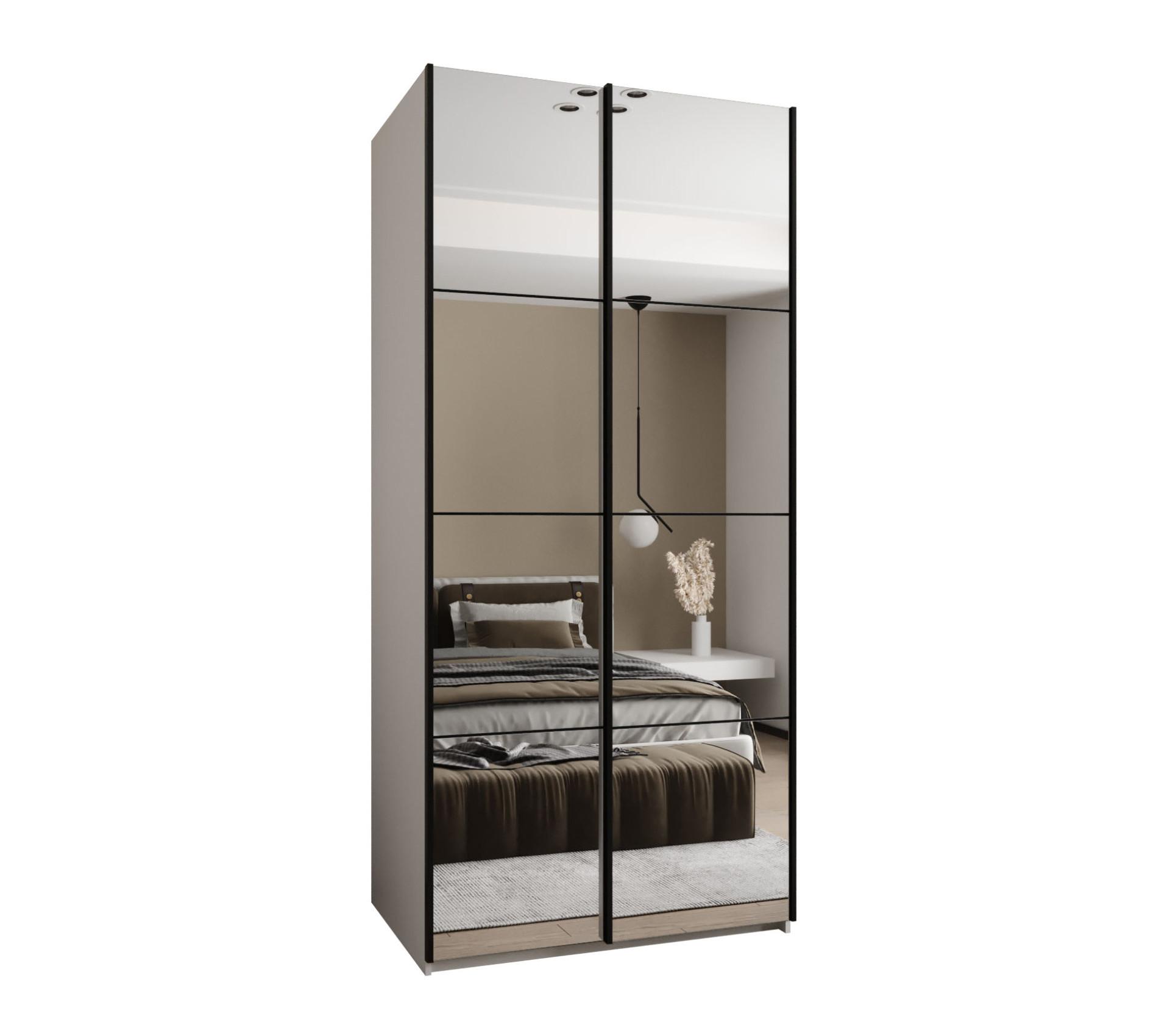 SCHWEBETÜRENSCHRANK 245,5/120/64 2-türig - Schwarz/Weiß, Holz/Metall (120/245/64cm) - Abiks Möbel