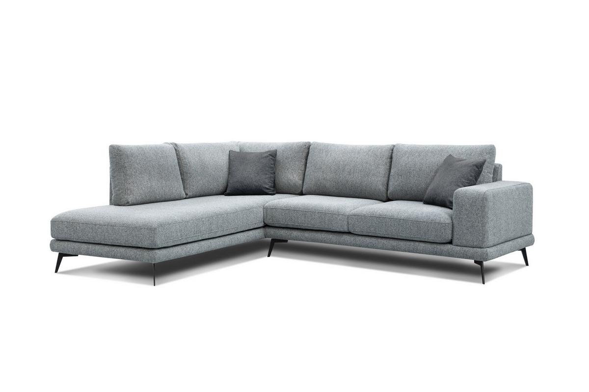 ECKSOFA MEDIOLANE 5-Sitzer, silberfarben - Silberfarben, Holzwerkstoff/Textil (219/282cm) - Wozimo