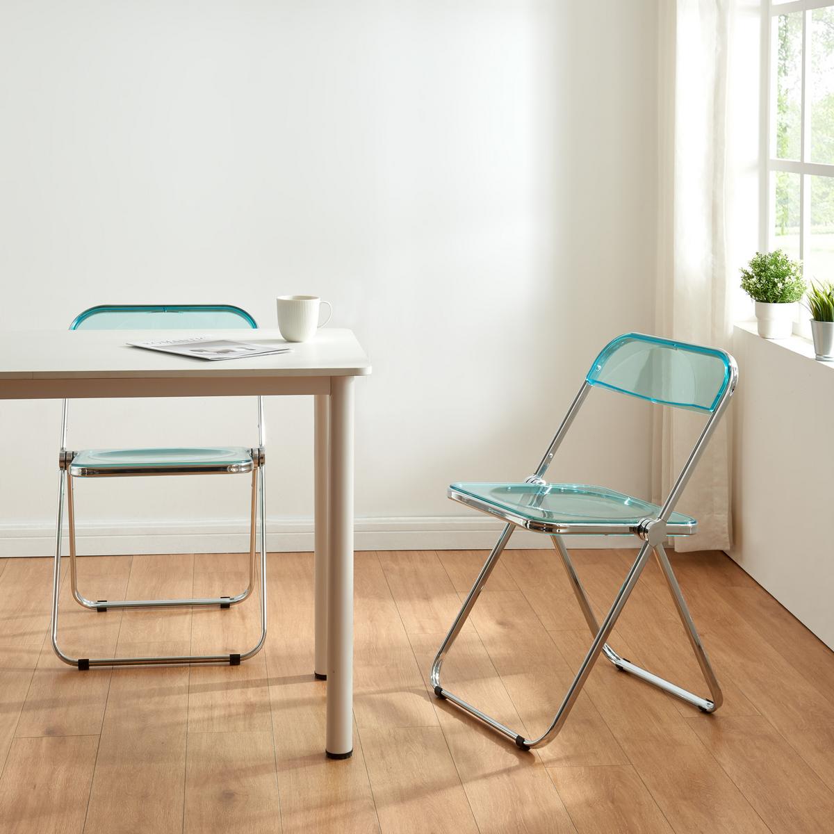 KLAPPSTUHL-SET Pornainen 2 TLG. - Hellblau, Kunststoff/Metall (46/74/47cm) - [en.casa]