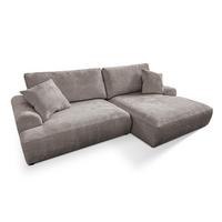 ECKSOFA Melvano mit Schlaffunktion und Bettkasten im Japandi-Stil aus weichem Taupe Chenille-Stoff - Taupe/Schwarz, Holz/Kunststoff (240/145cm) - S-Style