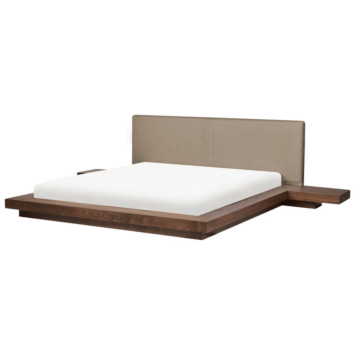 BETT mit LED 180/200 cm MDF-Platte Taupe Zen - Taupe, Holz (180/200cm) - Beliani