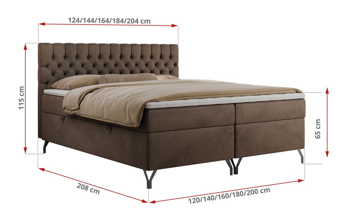 BOXBETT GRIMALDI 140/200 Braun Velvet - H4 - Braun, Holz/Textil (140/200cm) - MKS