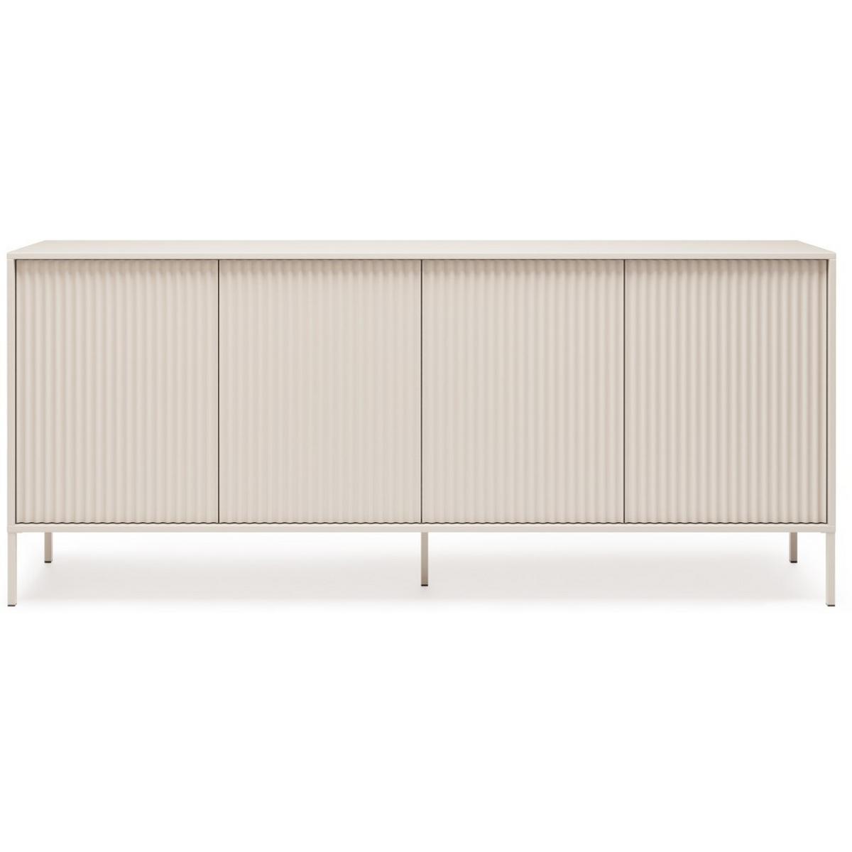 KOMMODE Noto mit 4 Türen und geriffelten Fronten, 200 cm - Kaschmir, Holzwerkstoff (204/38/87cm) - Beautysofa