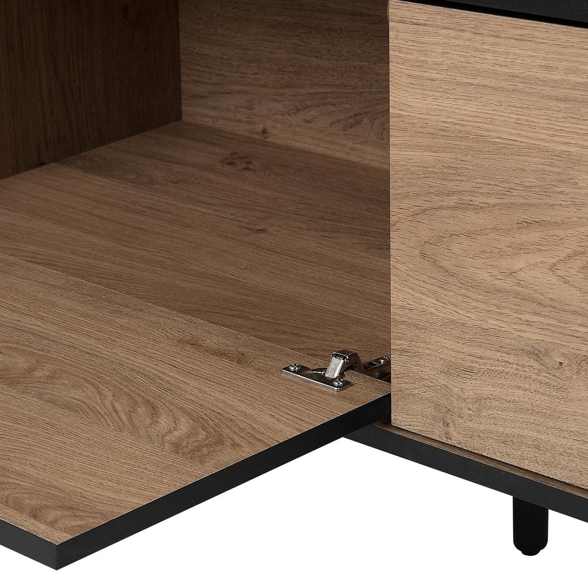 TV-MÖBEL Hellbraun, Schwarz HALSTON 40/120/46 cm - Hellbraun, Holzwerkstoff (120/46/40cm) - Beliani