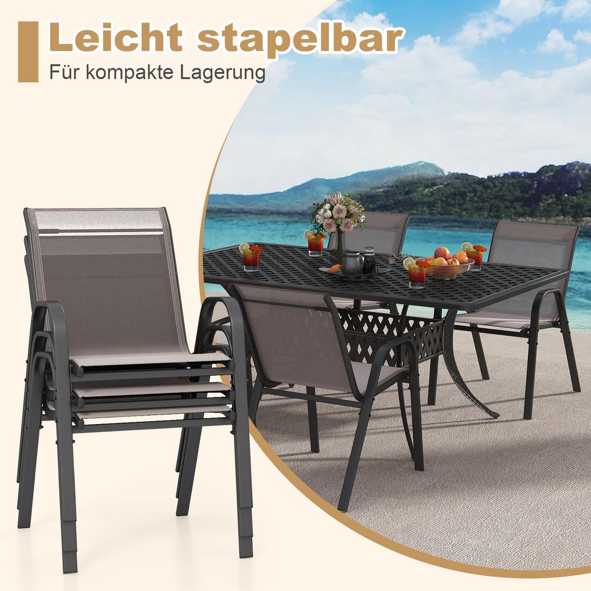 GARTENSTÜHLE Grau(2er-Set) - Grau, Metall (70/84/56cm) - COSTWAY