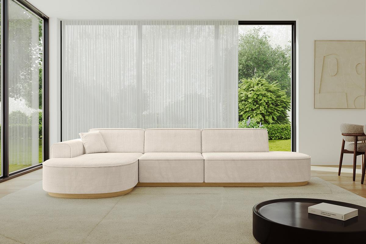 ECKSOFA Ottomane Links MARI-L2-v2 - 328x171x83 cm Beige Cord - Beige, Holzwerkstoff/Textil (328/171cm) - ALTDECOR