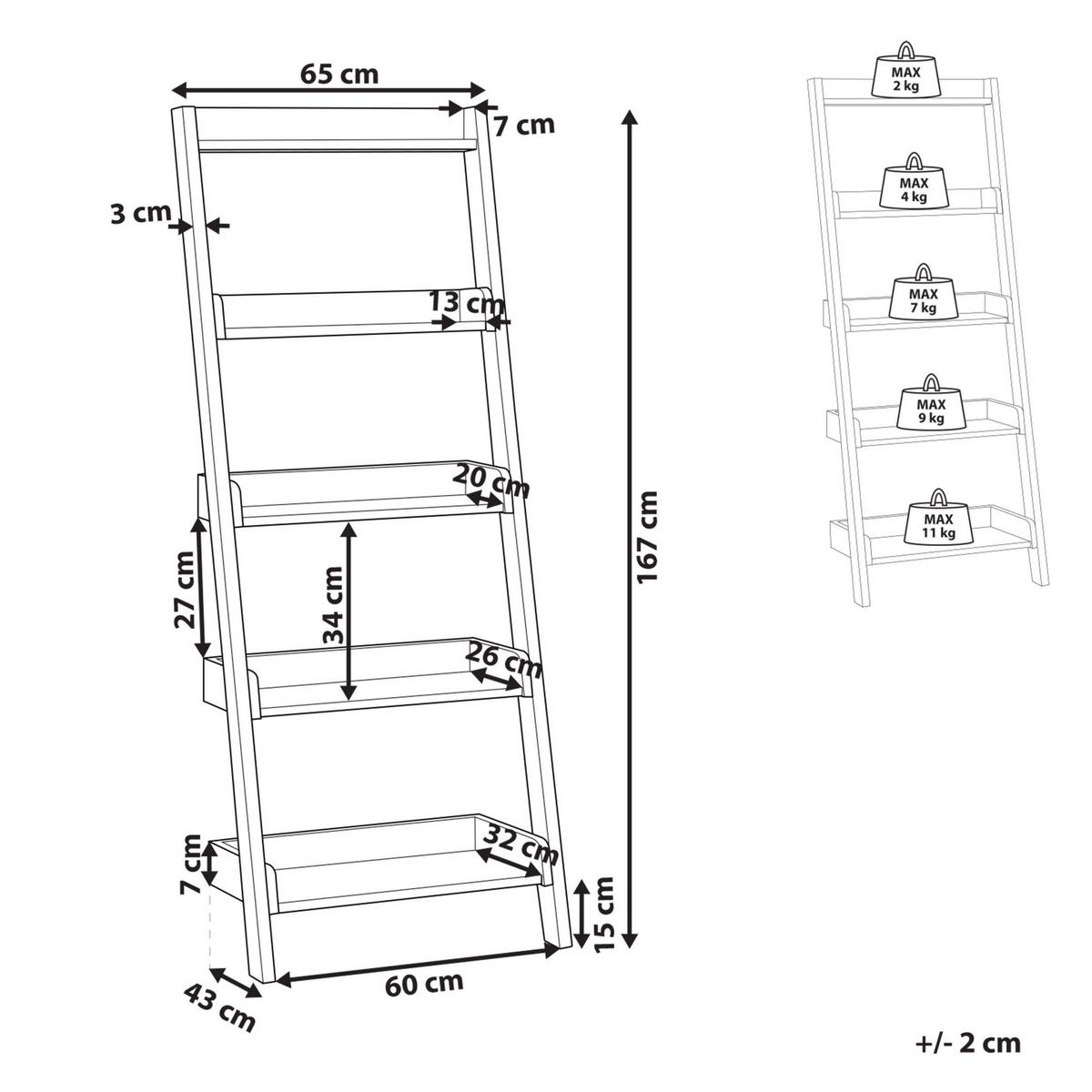 REGAL 5 Fächer Dunkler Holzfarbton Mobile Trio - Dunkelbraun, Holzwerkstoff (65/167/43cm) - Beliani