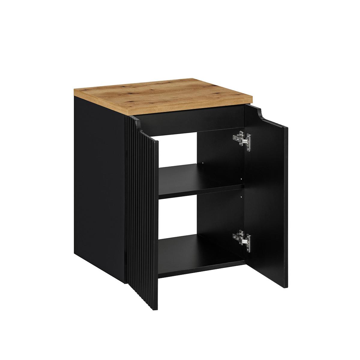 WASCHTISCHUNTERSCHRANK 50cm Riva Schwarz und Holz - Schwarz, Holzwerkstoff (50/57/40cm) - Petits-meubles