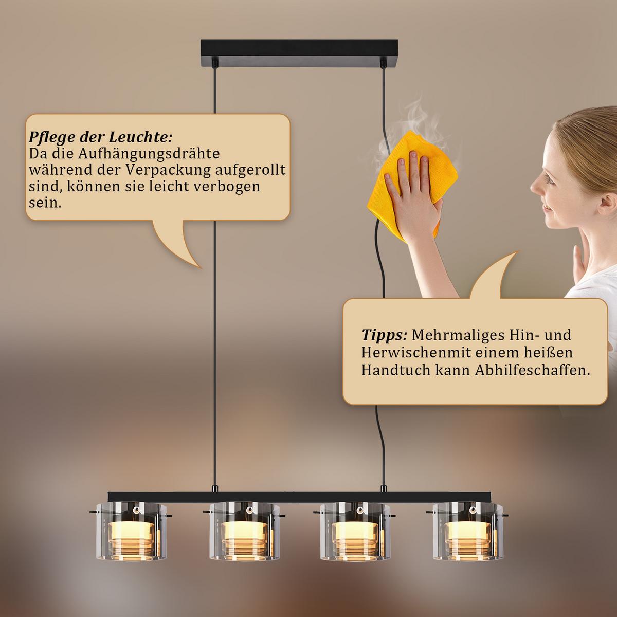 PENDELLEUCHTE Averon 72/12/157 cm - Schwarz, Glas/Metall (72/12/157cm) - ZMH