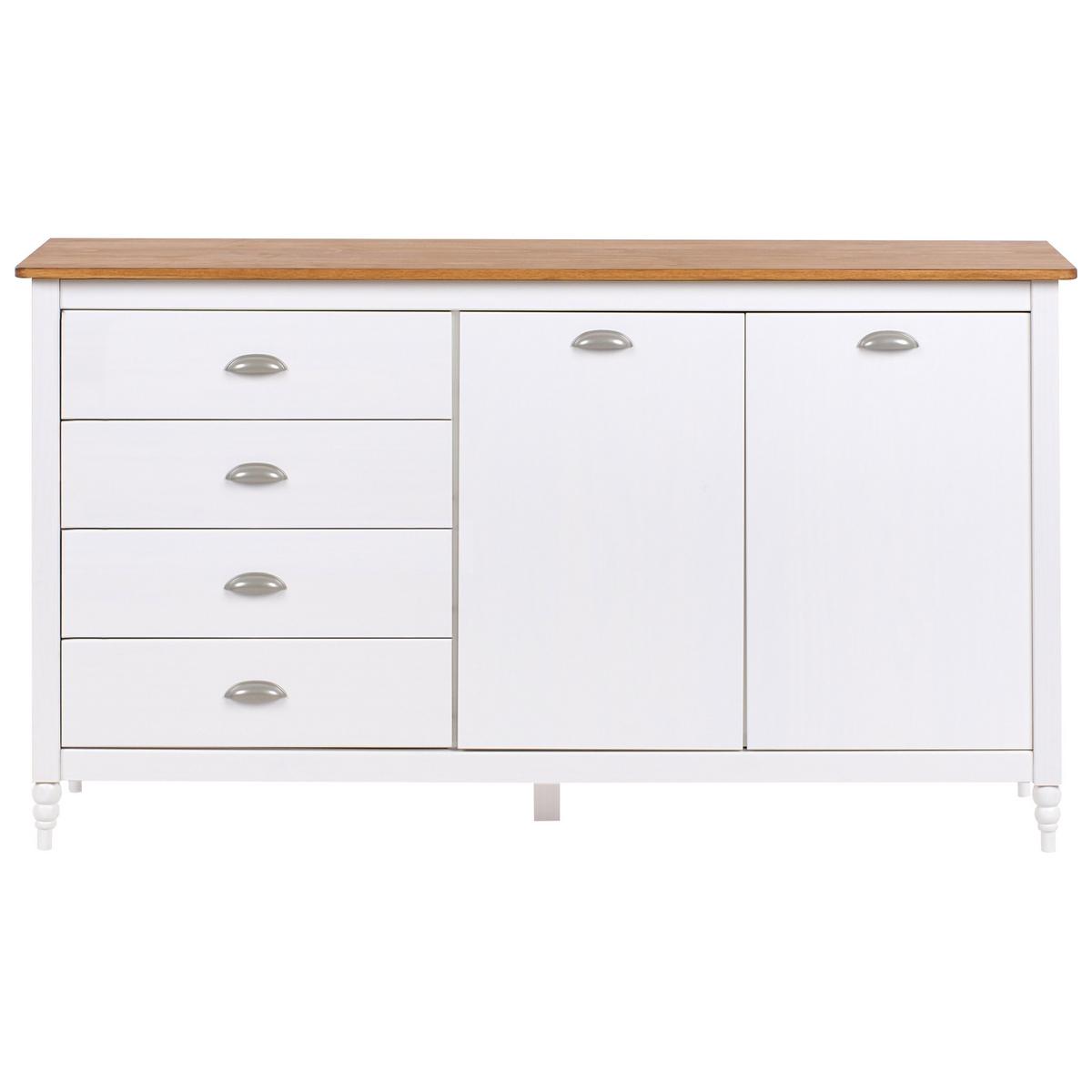 SIDEBOARD mit 2 Türen Kiefernholz Weiß Shillington - Weiß, Holz (150/83/40cm) - Beliani