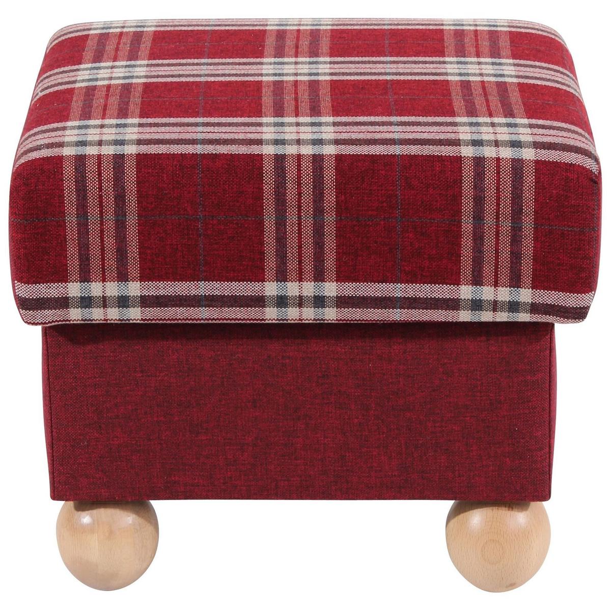 HOCKER Kasha Bezug Flachgewebe Buche natur / rot - Rot/Buchefarben, Kunststoff (54/48/54cm) - 58aufmkessel