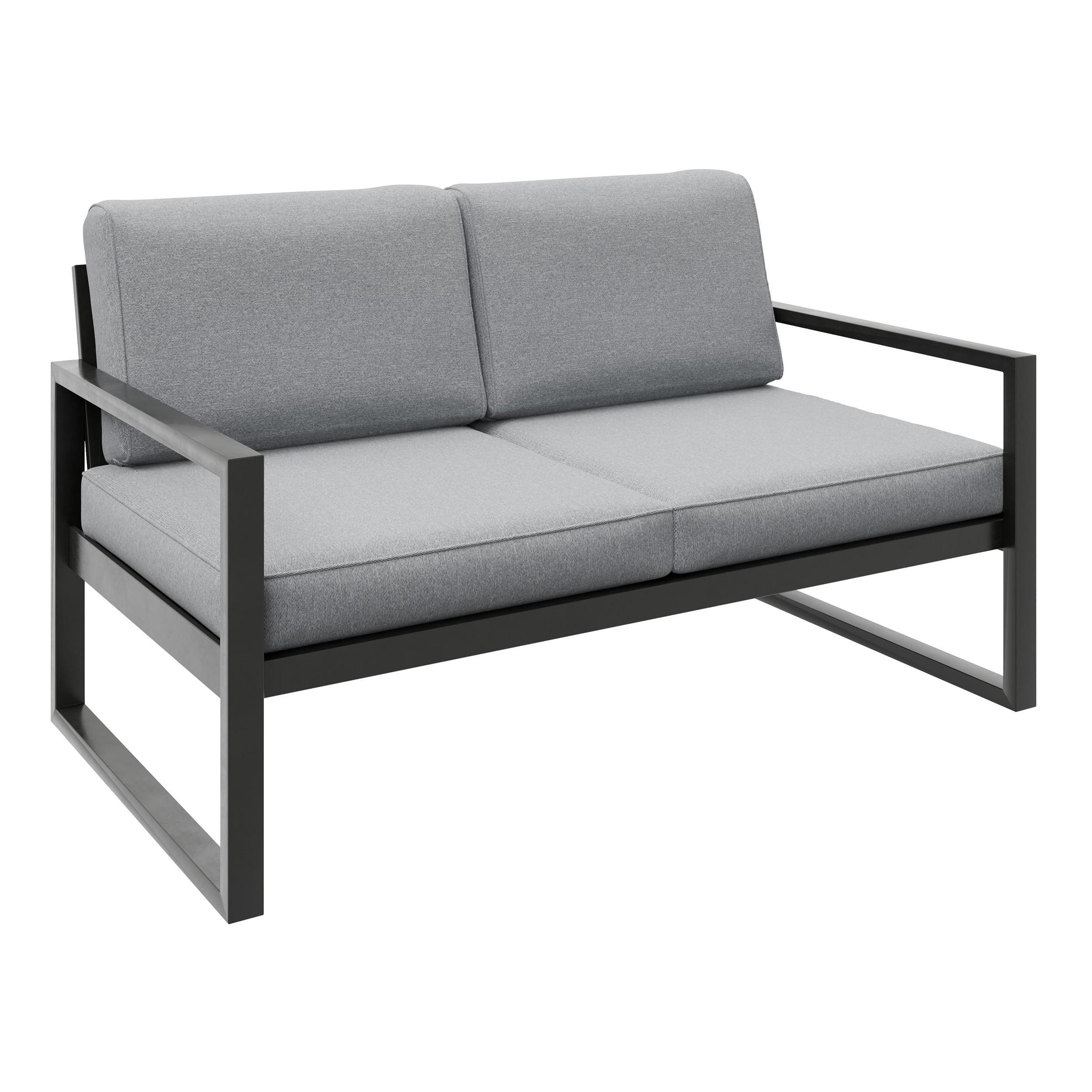 LOUNGESOFA Stella 2-Sitzer mit Metallrahmen, 146 cm, Hellgrau - Hellgrau, Metall (146/86/80cm) - Beautysofa