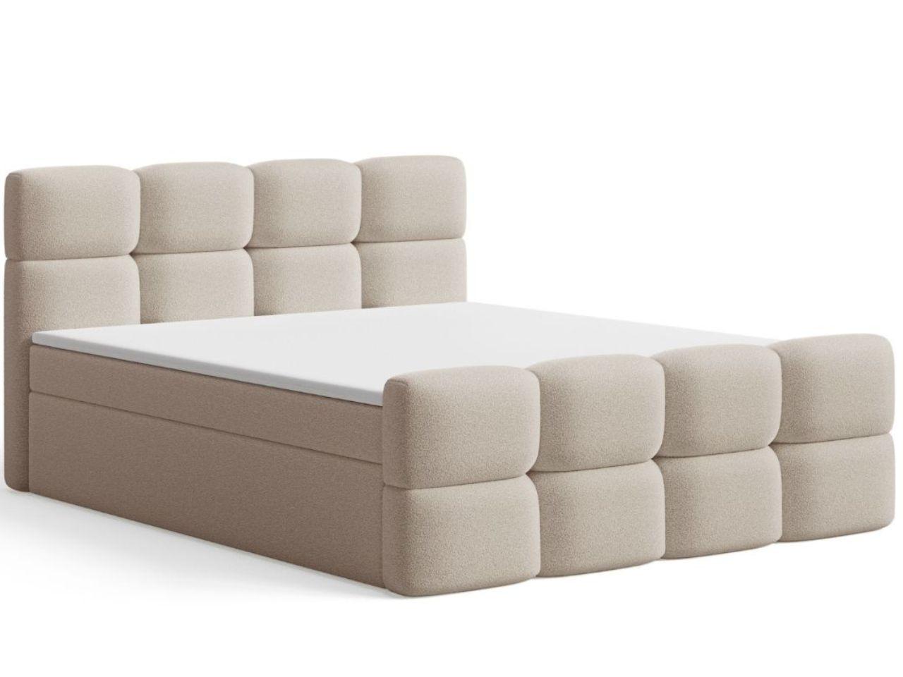 BOXBETT Rivon 160x200 Bouclé-Stoff Beige - Beige, Holz/Textil (160/200cm) - Graingold