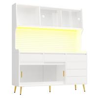 KÜCHENSCHRANK 171 cm mit Smart-LED, Glasfront & Lochwand - Weiß, Holzwerkstoff (145/171/39cm) - Urban Meuble