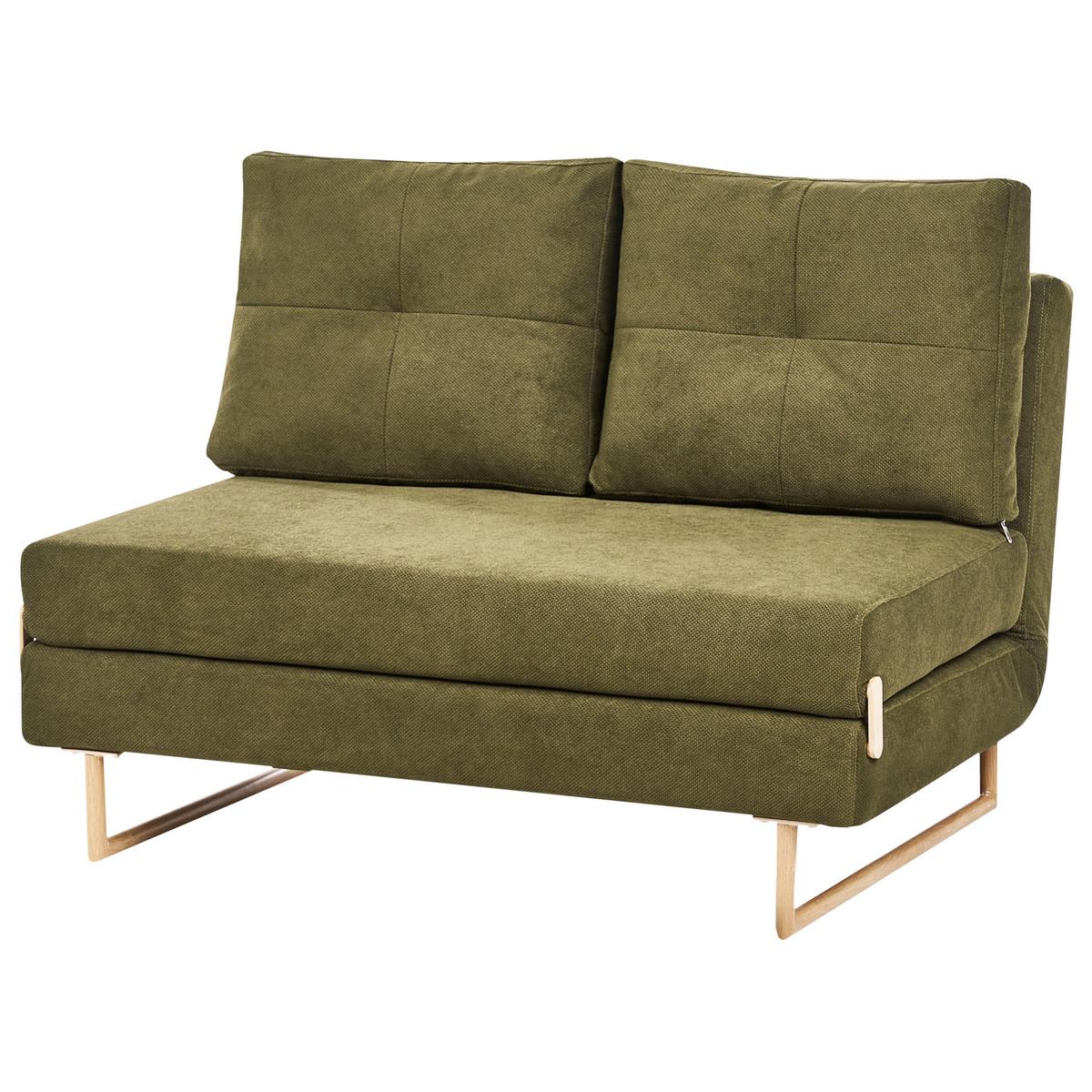 SCHLAFSOFA 2-Sitzer Stoff Grün Jerslev - Hellbraun/Braun, Textil (120/87/84cm) - Beliani