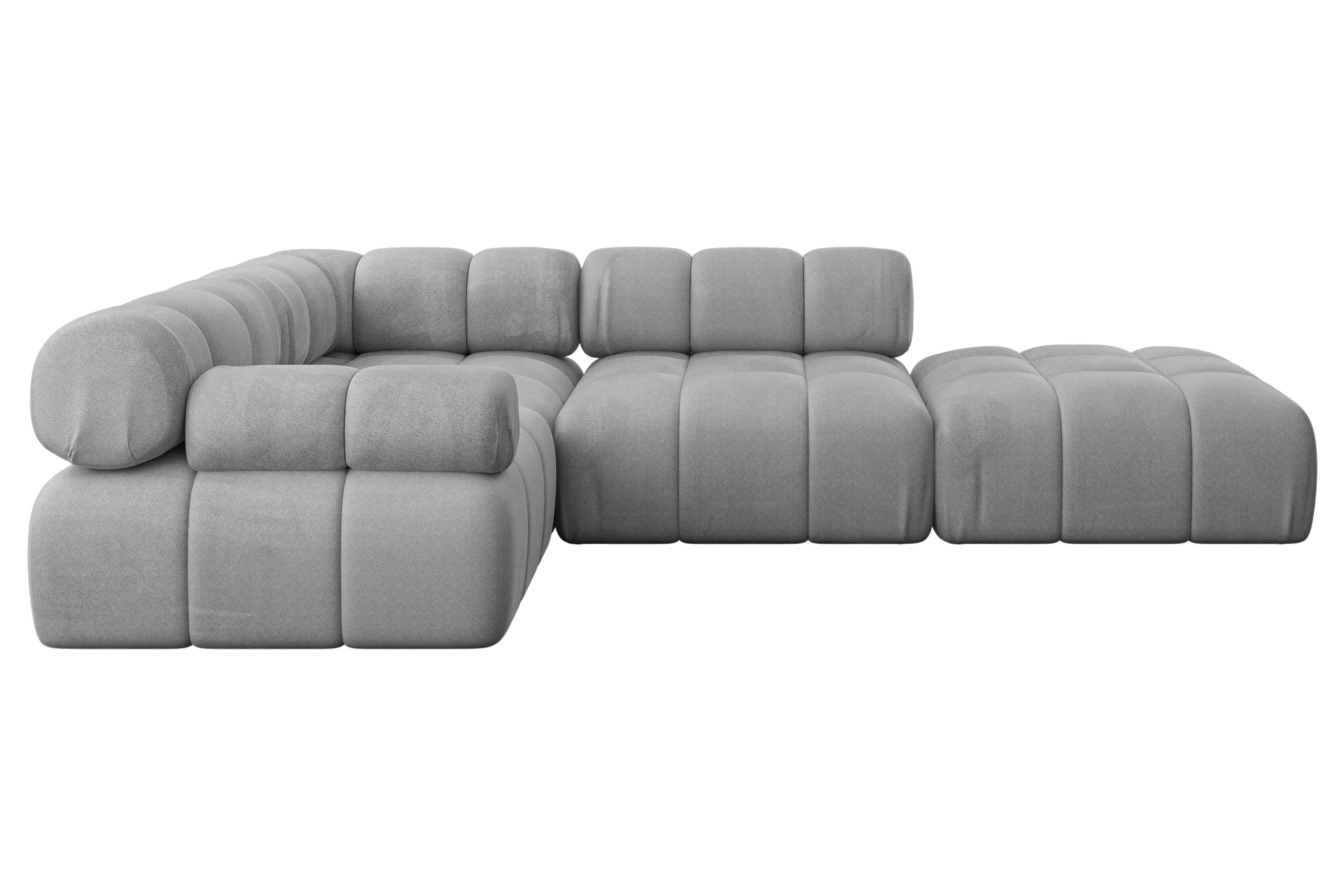 ECKSOFA modulares Sofa Felto-L1 - 285x190x70 cm Hellgrau Velours - Hellgrau, Holzwerkstoff/Textil (285/190cm) - ALTDECOR