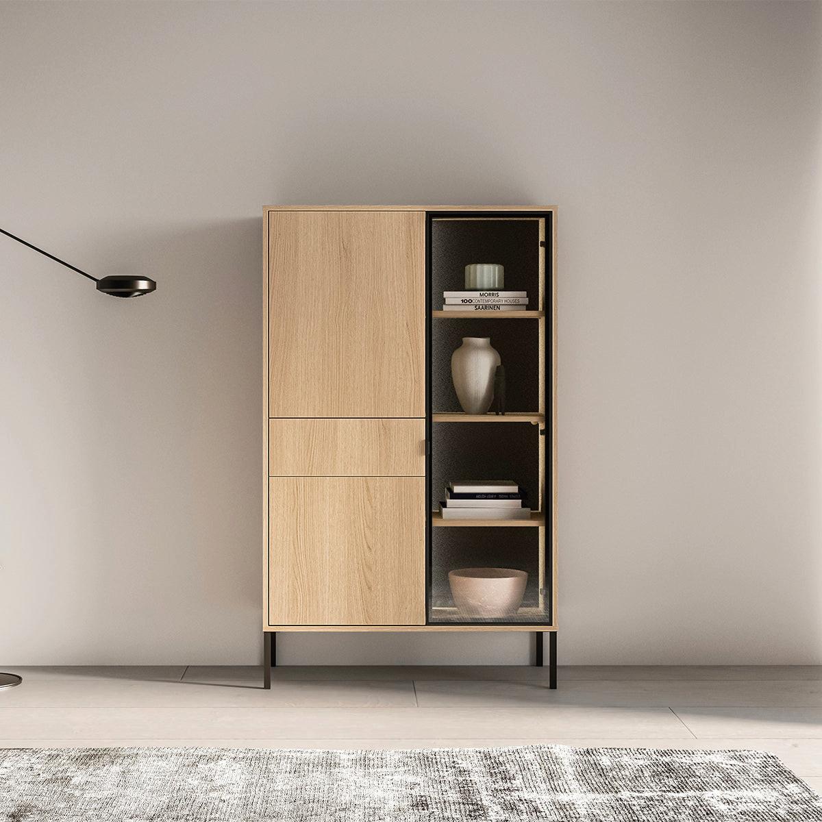 GESCHIRRSCHRANK Paige Holz und Schwarz - Schwarz, Holzwerkstoff (92/150/40cm) - Petits-meubles
