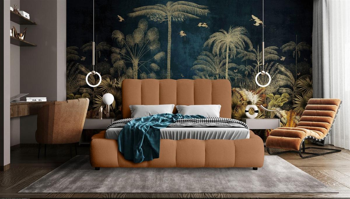 POLSTERBETT Heda Komplettset - Rotbraun, Holzwerkstoff/Textil (140/200cm) - Fun Möbel