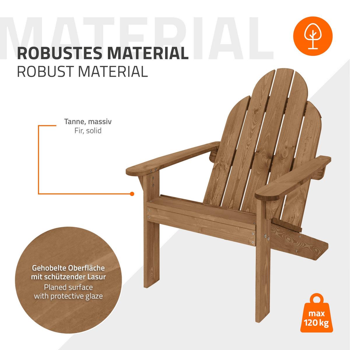 ADIRONDACK-GARTENSTUHL 2er Set aus Tannenholz Braun - Braun, Holz (89/92.5/70cm) - ML-DESIGN