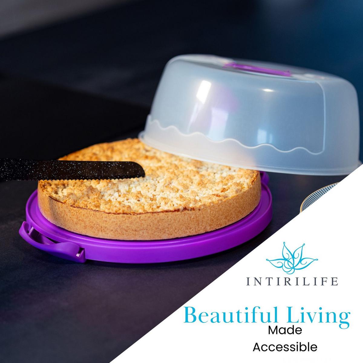 KUCHENTRANSPORTBOX Kuchenbehälter 29.8/28.8/13.2 cm - Lila, Kunststoff (28.8/13.2/29.8cm) - Intirilife
