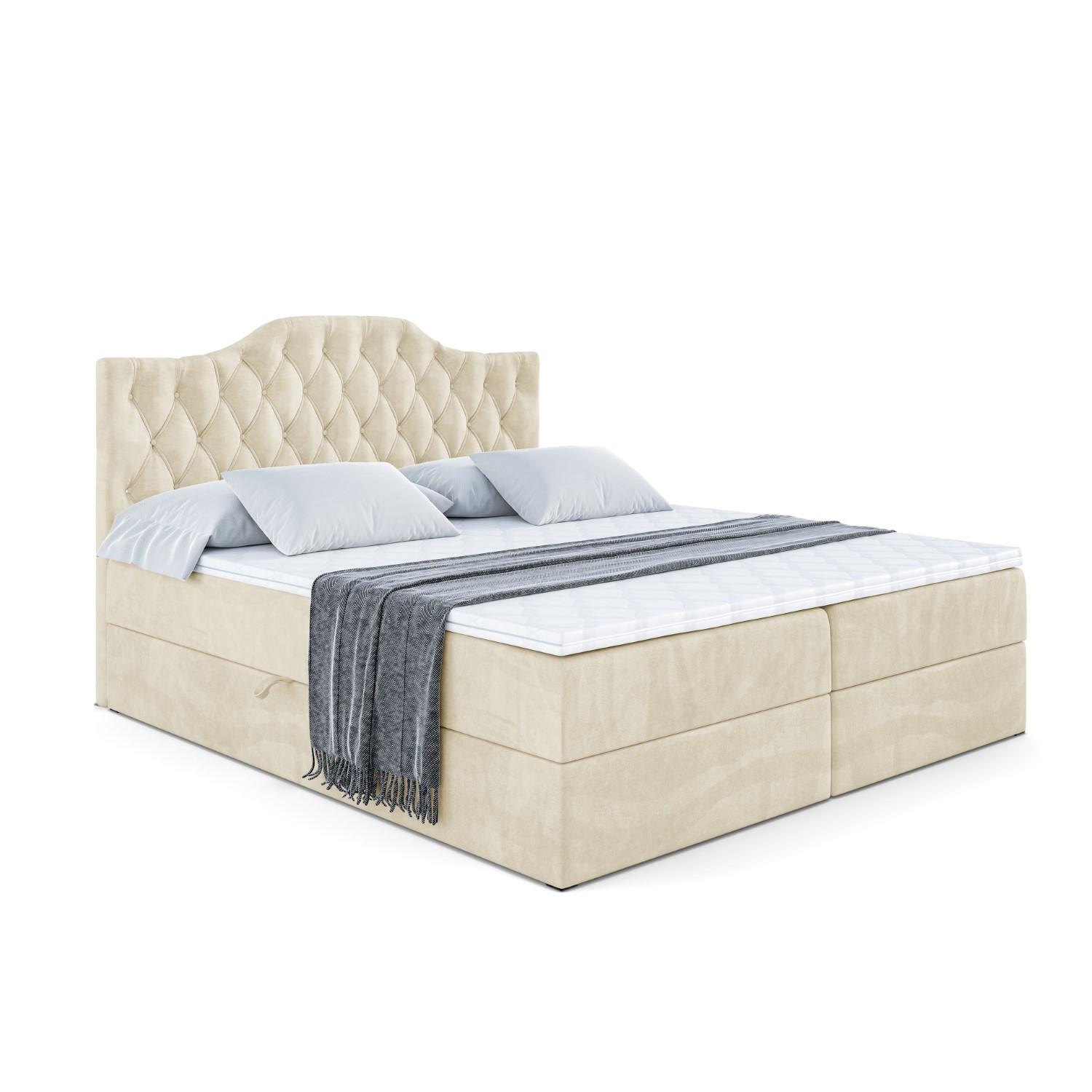 BOXBETT mit Matratze H4 und Lattenrost - VILA-1 - 140x200 cm - H4 - Beige - Beige, Holzwerkstoff (140/200cm) - ALTDECOR
