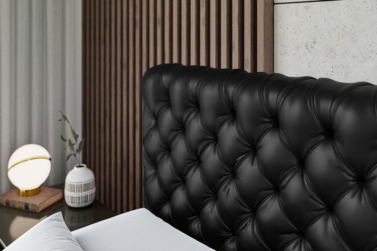 BOXBETT mit Matratze H3 und Lattenrost - BOXI8 - 140x200 cm Schwarz Hochglanz - Schwarz Hochglanz, Holzwerkstoff (140/200cm) - ALTDECOR