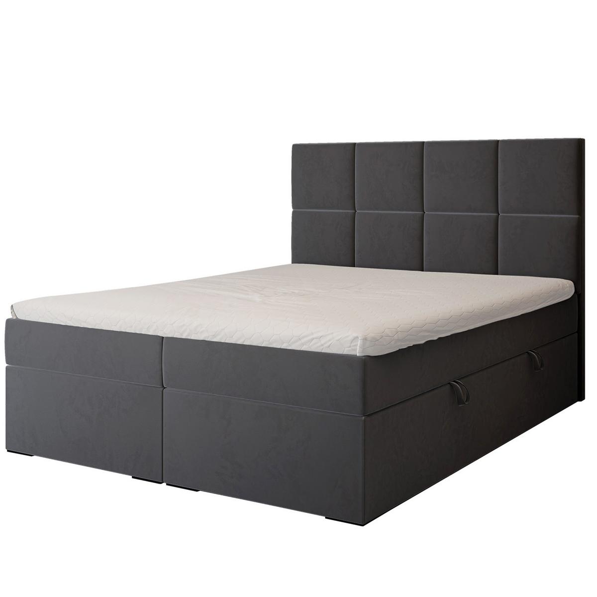 BOXBETT 120x200 cm mit Topper - Dunkelgrau, Textil (200/200cm) - Idohome