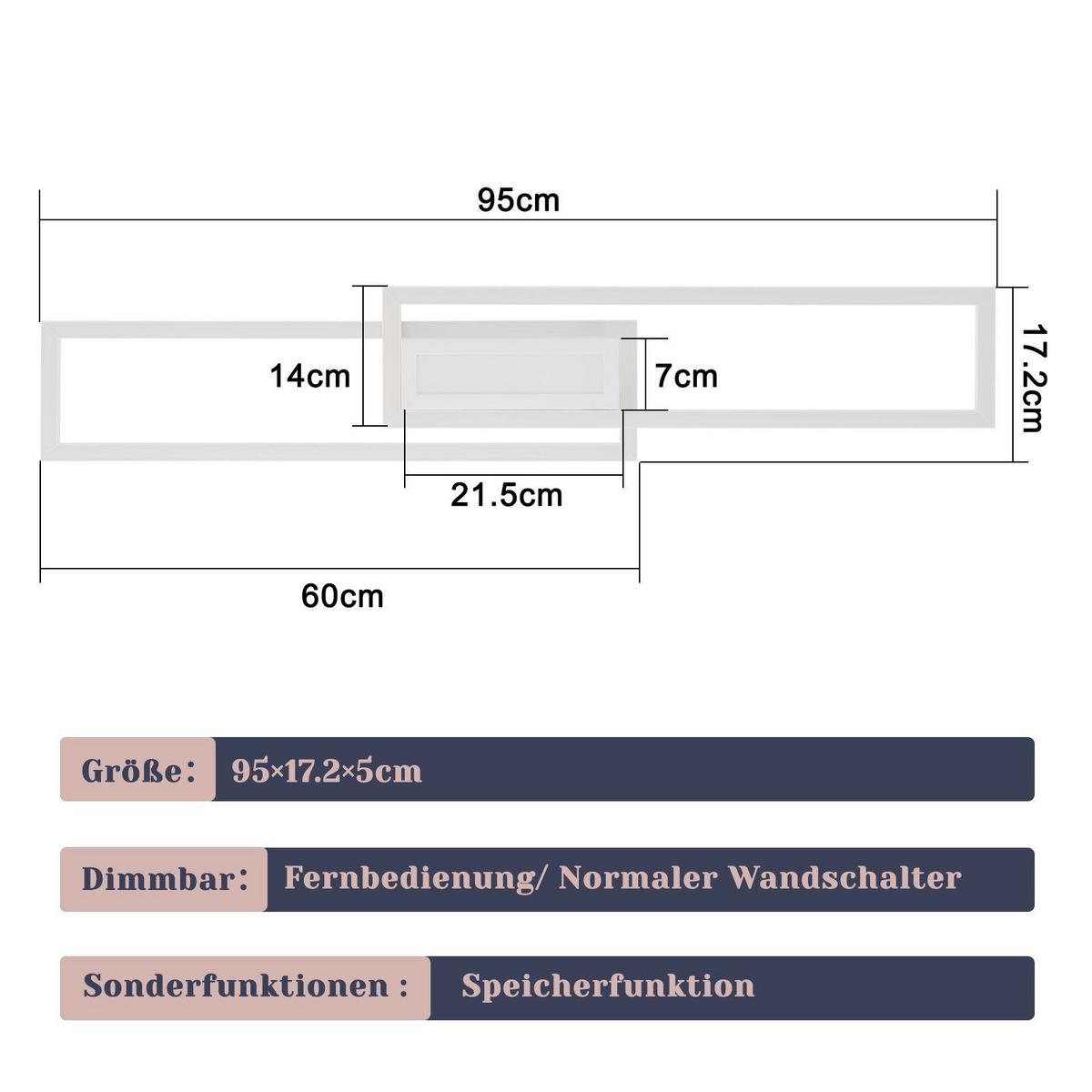 LED-DECKENLEUCHTE Mahan 17.2/95/5cm - Weiß, Metall (95/17.2/5cm) - Nettlife