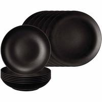 TAFELSERVICE Liberty Velvet Black schwarz 12-tlg. - Schwarz, Keramik (2/2/2cm) - Seltmann Weiden