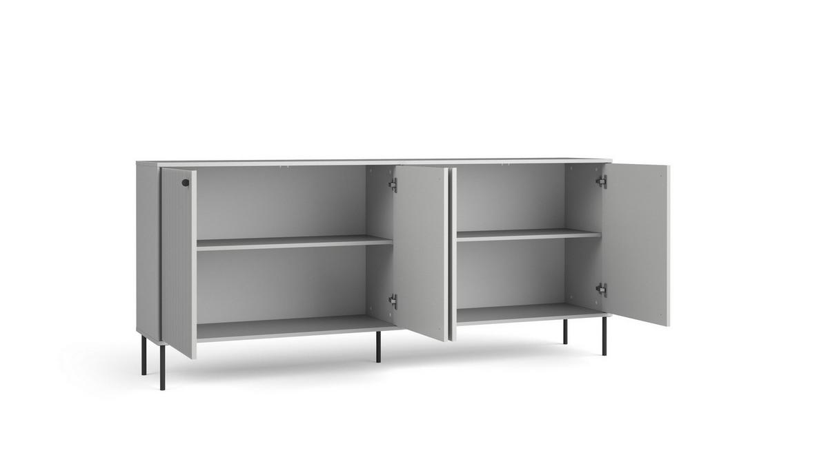 KOMMODE NIMB 207/89,2/40,5cm mit Schubladen 4 Türen Grau - Grau, Holzwerkstoff (207/89.2/40.5cm) - MASSENO