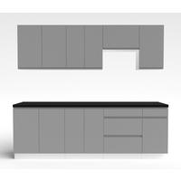 KÜCHENLEERBLOCK Aquileia 240 cm Grau mit Weißem Korpus mit Arbeitsplatte Vulkanisch Schwarz - Schwarz/Grau, Holzwerkstoff (240/157.8/60cm) - AX Living