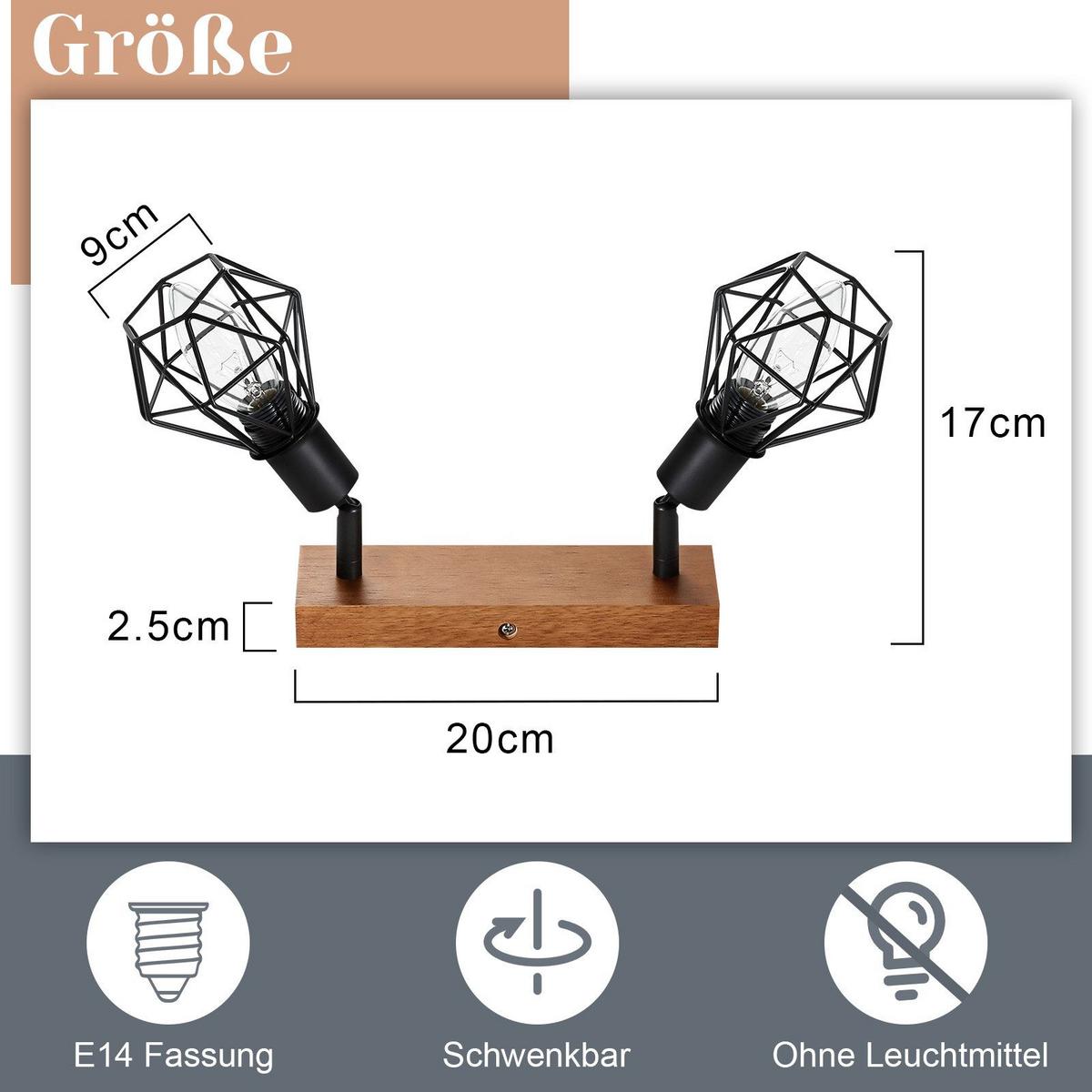 DECKENSTRAHLER Schläger 17/9/20 cm - Schwarz, Metall (17/9/20cm) - Nettlife