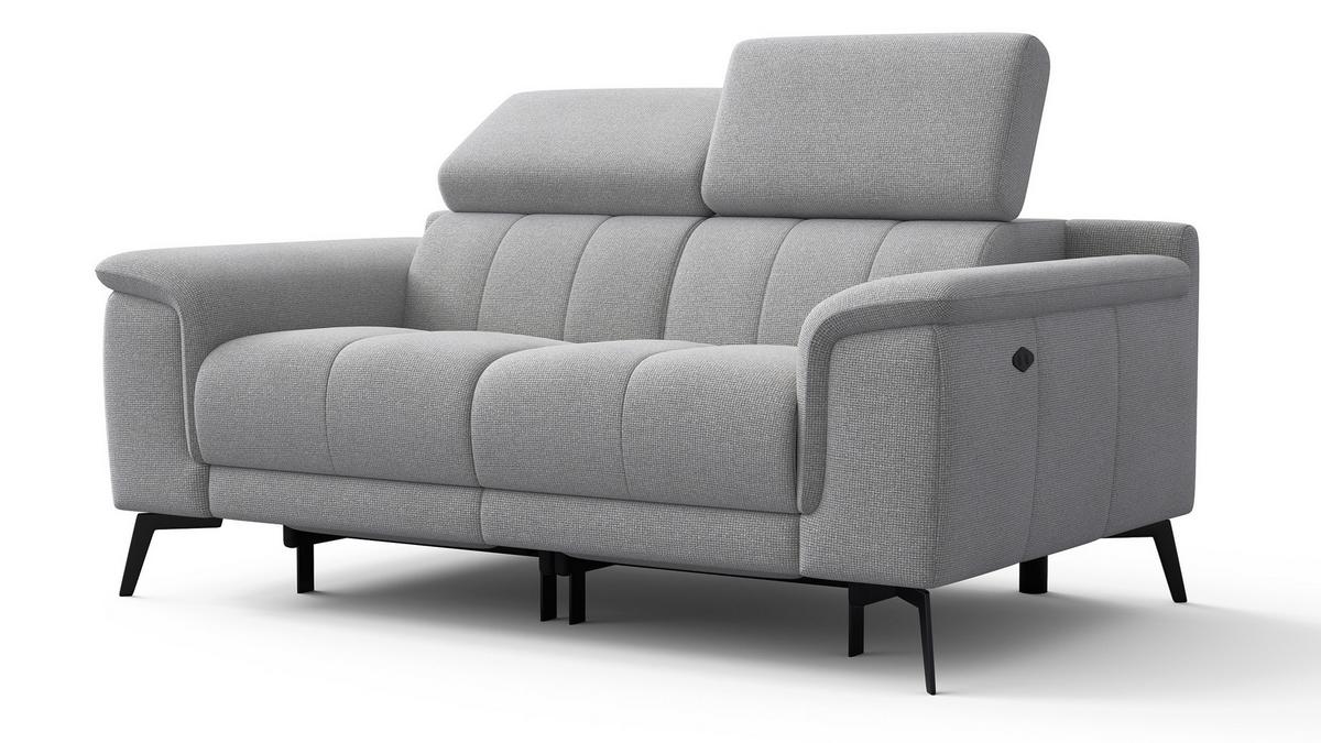 RELAXSOFA FIERO 2-Sitzer mit 2 Relaxfunktionen, silberfarben - Silberfarben/Schwarz, Holzwerkstoff/Textil (170/82/103cm) - Wozimo
