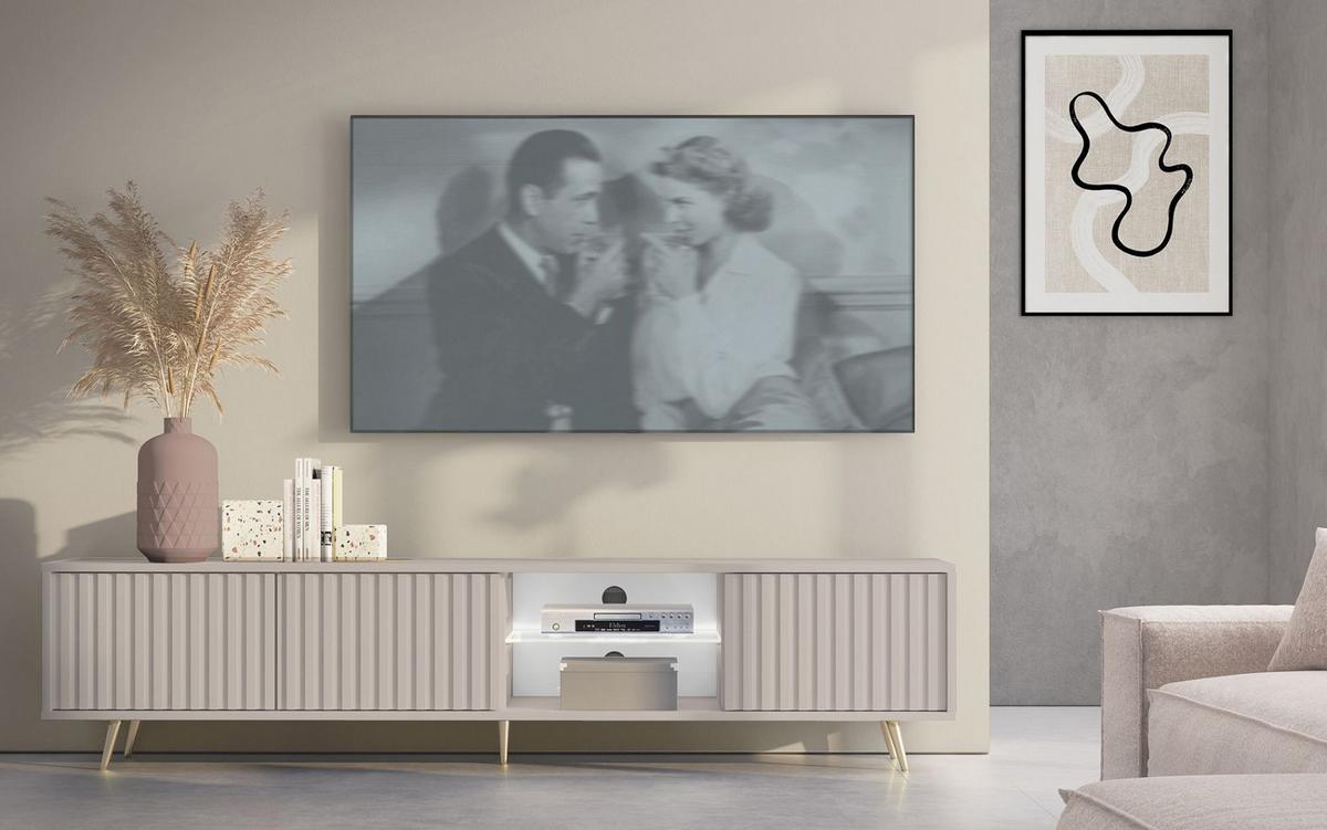 TV-LOWBOARD Bello Greige 175 cm - Taupe/Goldfarben, Holzwerkstoff/Metall (175/45/31.6cm) - Selsey